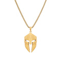 Spartan Warrior Helmet Pendant – Bold Gold Statement Necklace