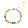 Emerald Luxe Dual-Chain Bracelet – Modern Gold Statement