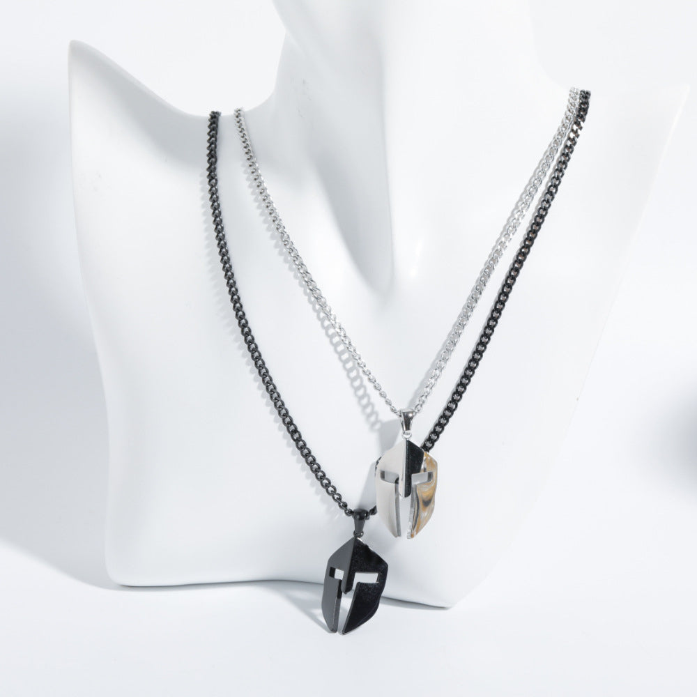 Spartan Warrior Helmet Pendant – Bold Gold Statement Necklace